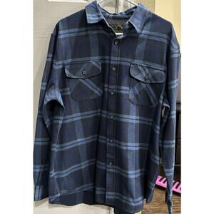 Anchorage Expedition Brand Shirt Mens Large Blue Plaid Flannel Button Up